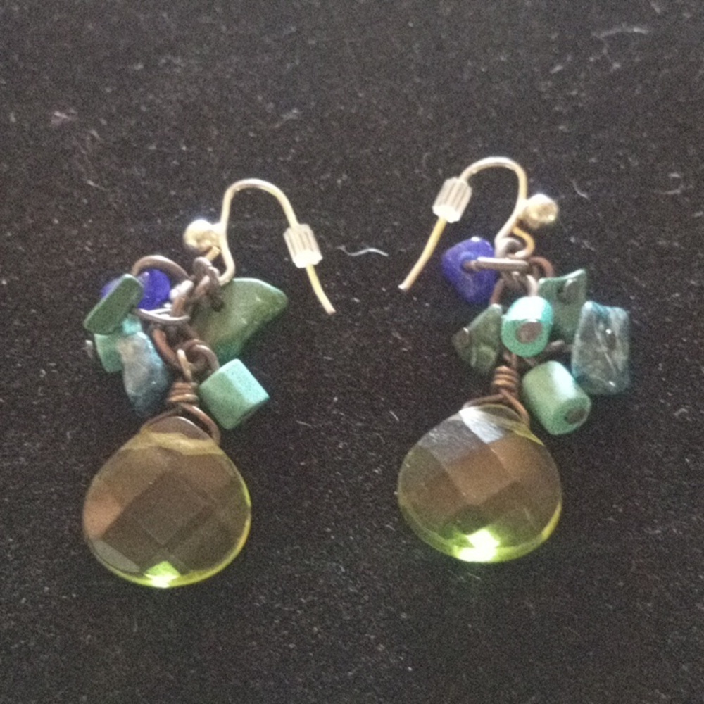 Elegant Green and Blue Dangle Earrings